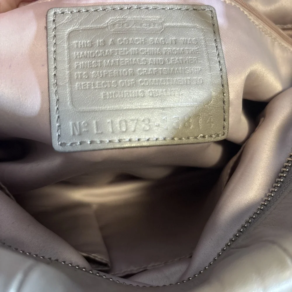 COACH Kristin Large Zip Mushroom Beige Satchel Tote Soft Leather Handbag #16814‎